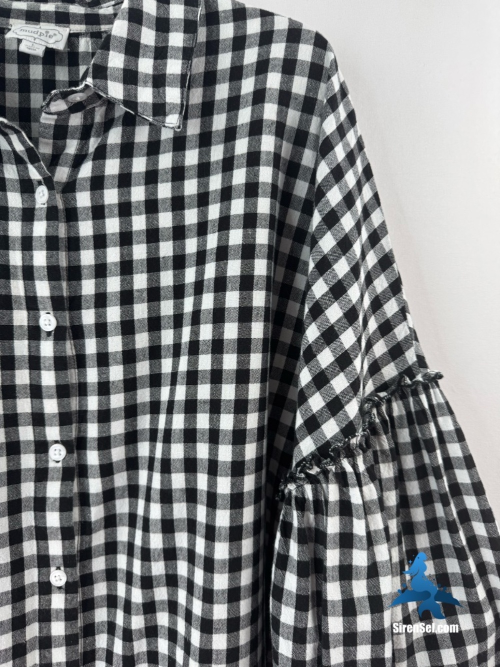 1320 Mud Pie Mary Ruffle Dress – Large – Black White Gingham - Picture 4 of 14